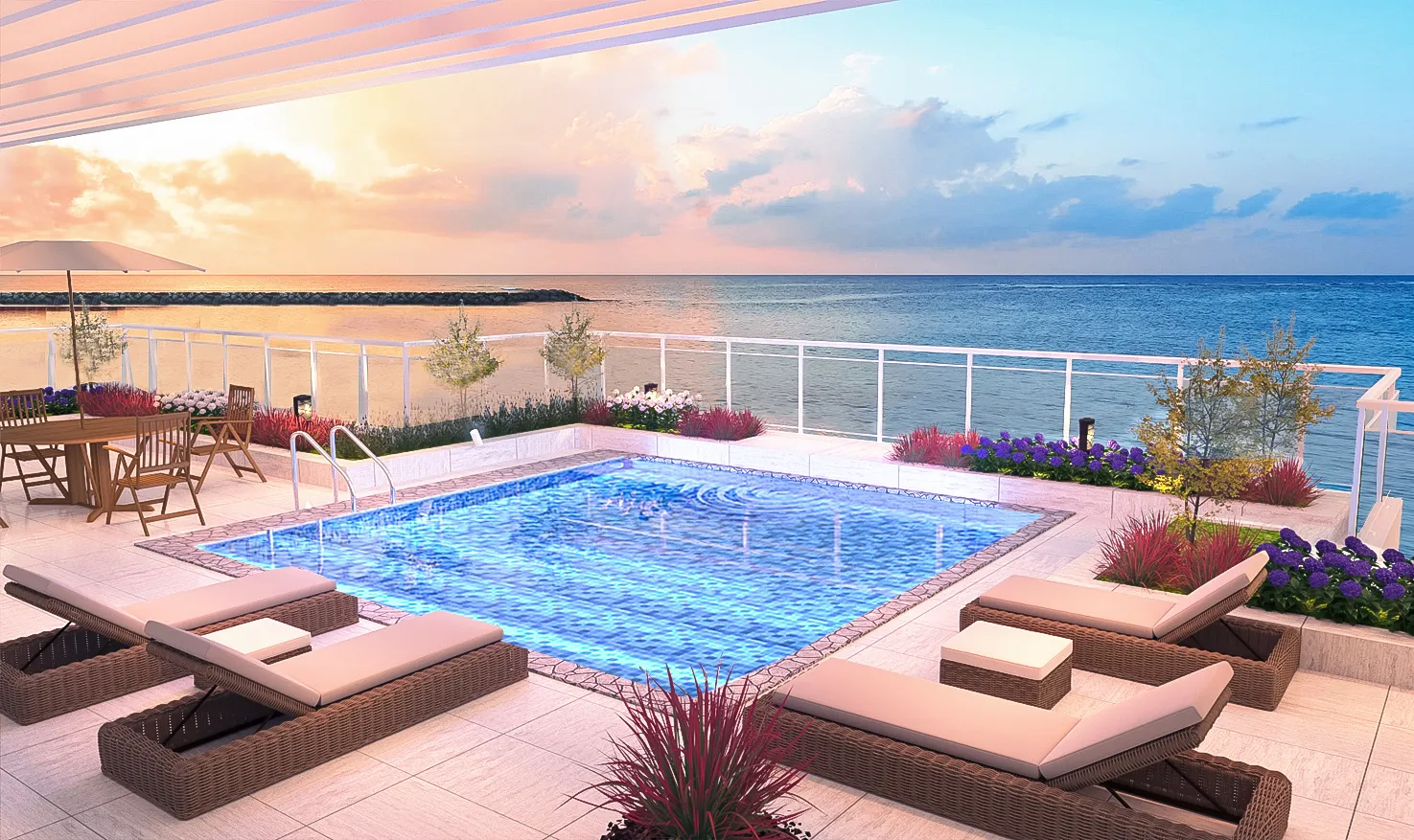 The penthouse pool with the Gulf beyond